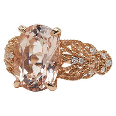 K18PG ピンクゴールド モルガナイト4.73ct ダイヤ0.15ct リング 指輪 レディース 13.5号 【中古】