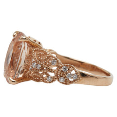 K18PG ピンクゴールド モルガナイト4.73ct ダイヤ0.15ct リング 指輪 レディース 13.5号 【中古】