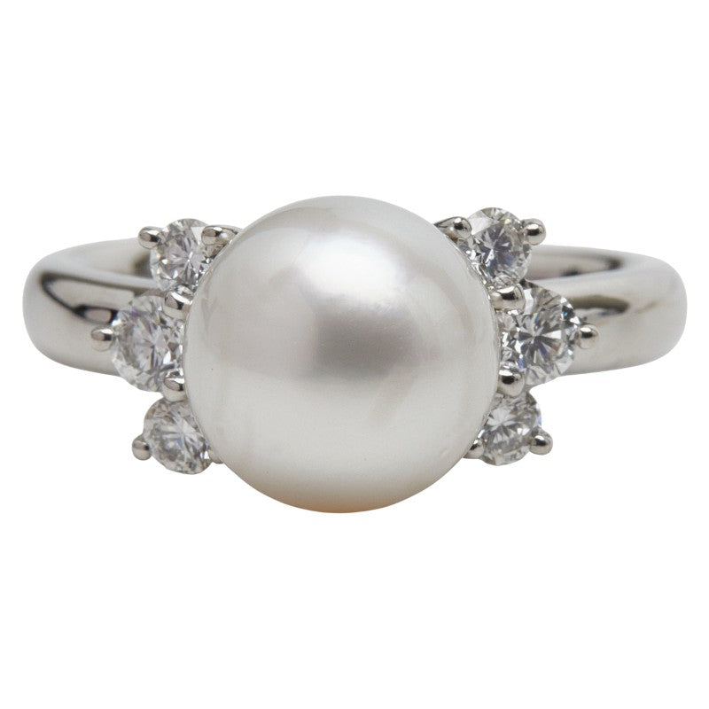 Pt900 プラチナ アコヤパール9.0mm ダイヤ0.38ct リング 指輪 レディース 8.5号 【中古】
