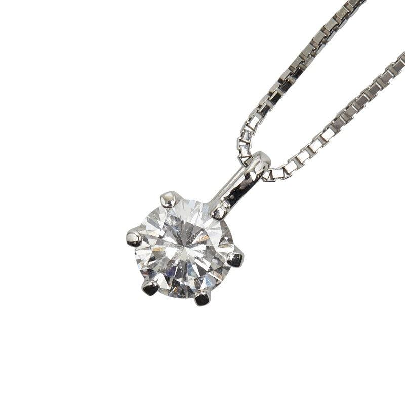 Pt900 プラチナ Pt850 プラチナ ダイヤ0.461ct ラウンドブリリアント ネックレス レディース 【中古】
