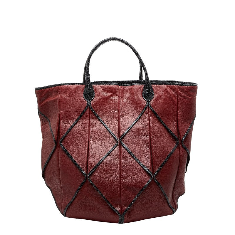 ボッテガヴェネタ ハンドバッグ レッド ブラック レザー パイソン レディース BOTTEGAVENETA 【中古】
