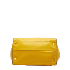 プラダ 三角ロゴプレート ハンドバッグ ショルダーバッグ 2WAY イエロー レザー レディース PRADA 【中古】