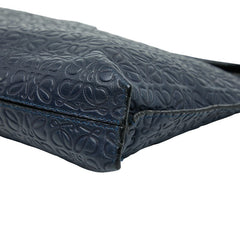 ロエベ アナグラム クラッチバッグ ネイビー レザー レディース LOEWE 【中古】