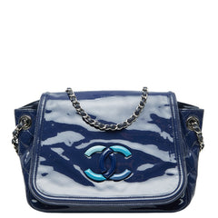 シャネル リップスティック ココマーク チェーン トートバッグ ショルダーバッグ ネイビー パテントレザー レディース CHANEL 【中古】