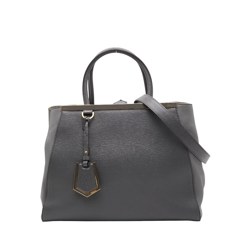 フェンディ 2JOURS トゥージュール トートバッグ ショルダーバッグ 2WAY 8BH250 グレー レザー レディース FENDI 【中古】