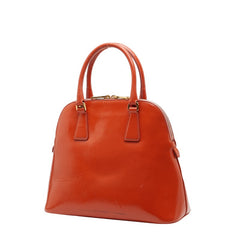プラダ 三角ロゴプレート ハンドバッグ ショルダーバッグ 2WAY オレンジ レザー レディース PRADA 【中古】