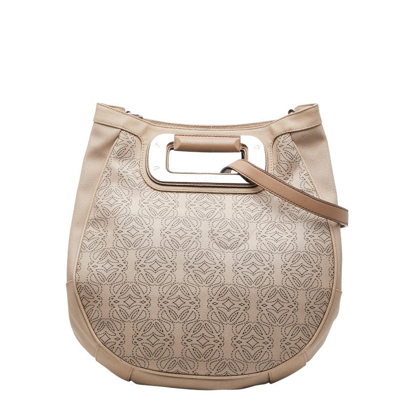 ロエベ アナグラム ハンドバッグ ショルダーバッグ 2WAY ベージュ レザー レディース LOEWE 【中古】
