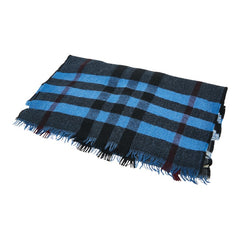 バーバリー チェック ストール マフラー ブラック ブルー ウール レディース BURBERRY 【中古】