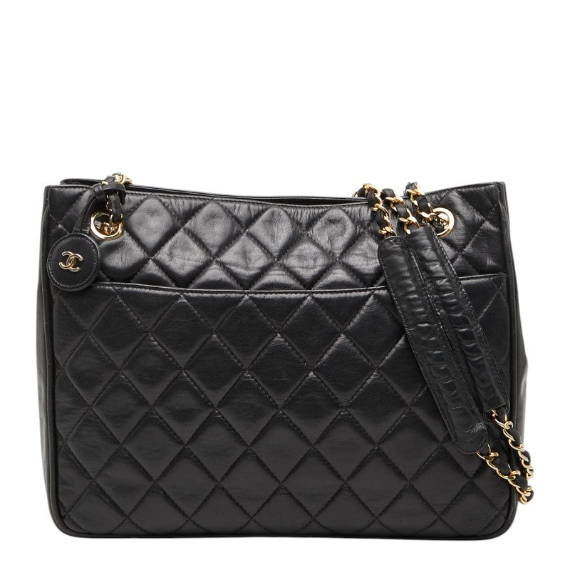 シャネル マトラッセ チェーン ショルダーバッグ ブラック ラムスキン レディース CHANEL 【中古】