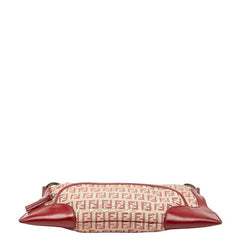 フェンディ ズッキーノ ハンドバッグ 8BR464 ベージュ レッド キャンバス レザー レディース FENDI 【中古】