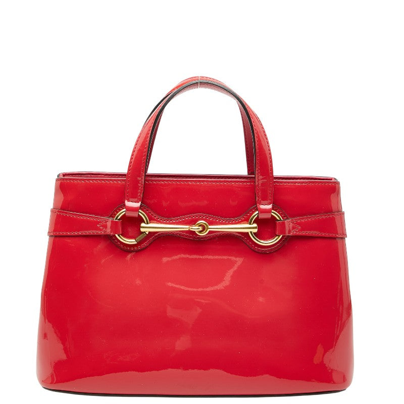 グッチ ホースビット ハンドバッグ ピンク パテントレザー レディース GUCCI 【中古】