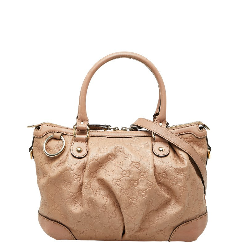 グッチ グッチシマ スーキー ハンドバッグ ショルダーバッグ 2WAY 247902 ベージュ ピンク キャンバス レザー レディース GUCCI 【中古】