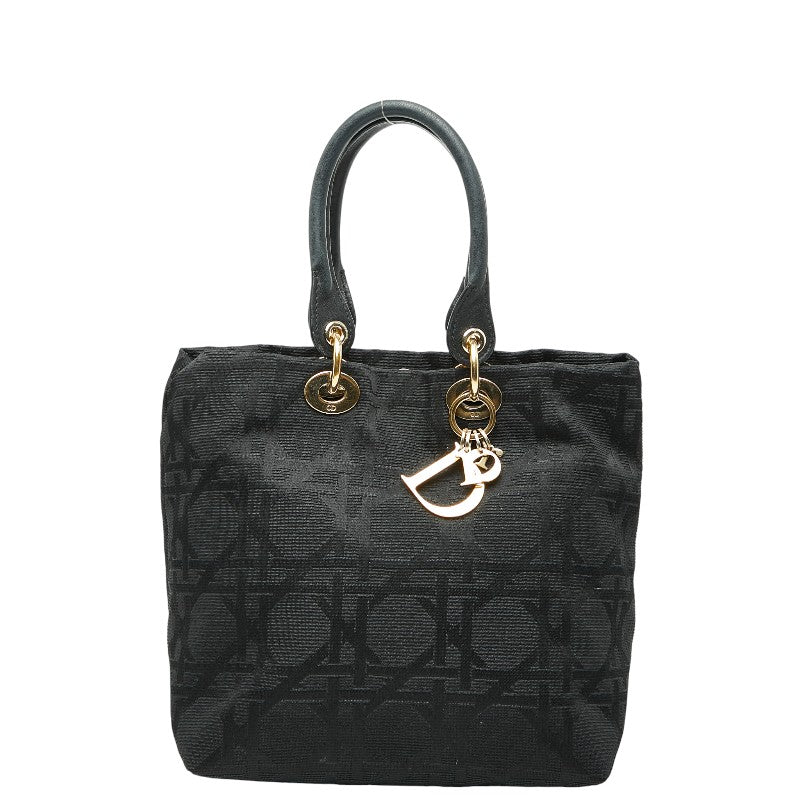 ディオール カナージュ ハンドバッグ トートバッグ ブラック キャンバス レザー レディース Dior 【中古】