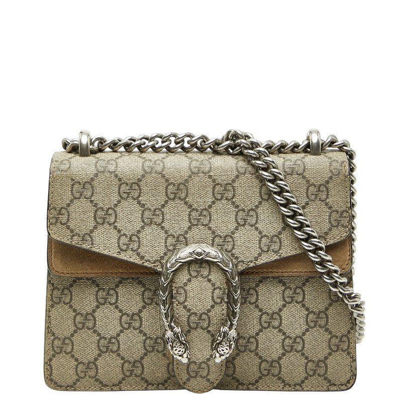 グッチ GGスプリーム ディオニュソス チェーン ショルダーバッグ 421970 ベージュ PVC レザー スエード レディース GUCCI 【中古】