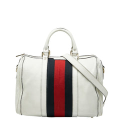 グッチ シェリーライン ミニボストンバッグ ショルダーバッグ 2WAY 247205 ベージュ レッド キャンバス レザー レディース GUCCI 【中古】