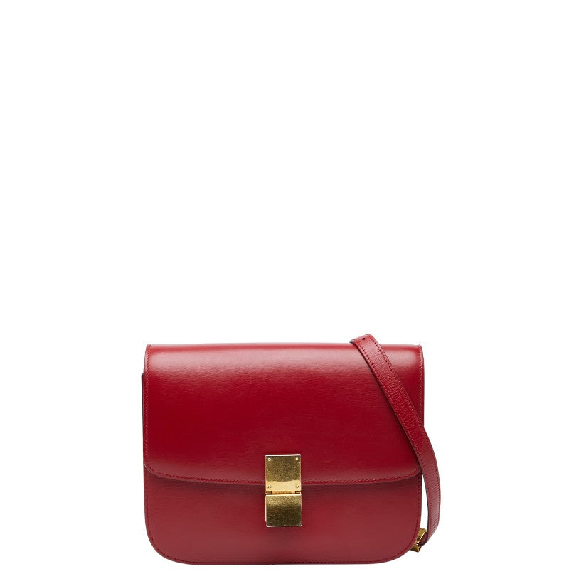 セリーヌ クラシックボックス ミディアム ショルダーバッグ レッド レザー レディース CELINE 【中古】