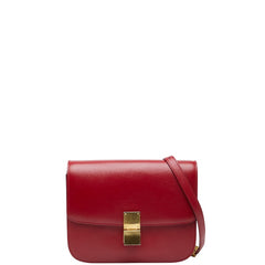 セリーヌ クラシックボックス ミディアム ショルダーバッグ レッド レザー レディース CELINE 【中古】
