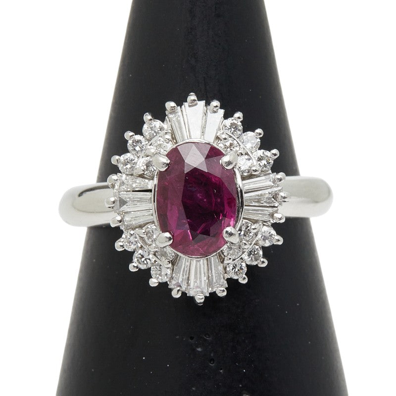 Pt900 プラチナ ルビー1.60ct ダイヤ0.60ct リング 指輪 レディース 11.5号 【中古】