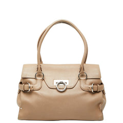 サルヴァトーレフェラガモ ガンチーニ ハンドバッグ ベージュ レザー レディース Salvatore Ferragamo 【中古】