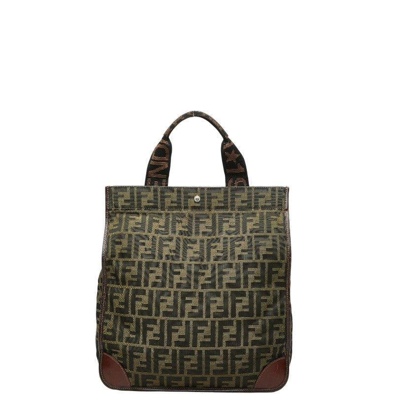 フェンディ ズッカ トートバッグ ハンドバッグ 2321 26555 ブラウン ナイロン レザー レディース FENDI 【中古】