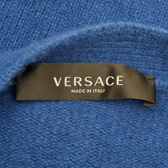 ヴェルサーチェ メデューサ カーディガン サイズ48 ブルー マルチカラー ウール シルク カシミヤ メンズ VERSACE 【中古】