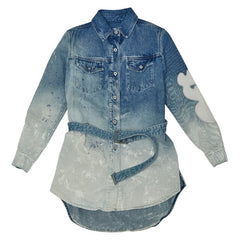 オフホワイト ブリーチペイント加工 ワンピース チュニック サイズ38 OWYM002R20773098 ブルー マルチカラー デニム レディース OFF-WHITE 【中古】