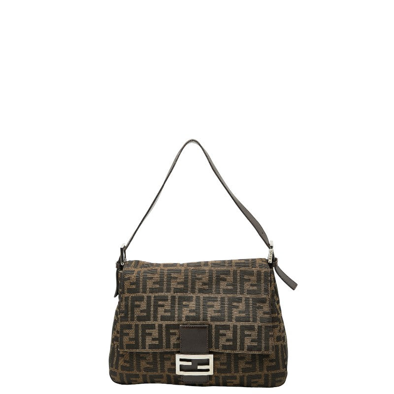 フェンディ ズッカ マンマバケット ハンドバッグ ブラウン キャンバス レザー レディース FENDI 【中古】