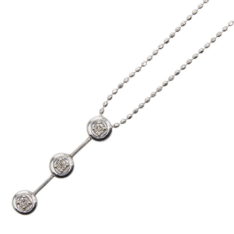 K14WG ホワイトゴールド ダイヤ0.06ct ネックレス 3連ダイヤ レディース 【中古】