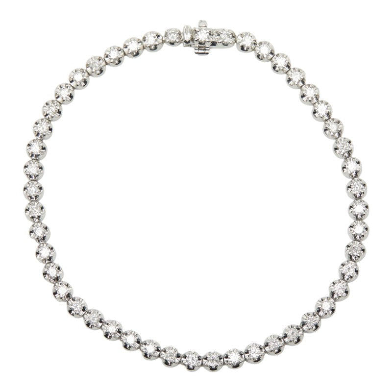K14WG ホワイトゴールド ダイヤ2.00ct テニスブレス ブレスレット レディース 【中古】
