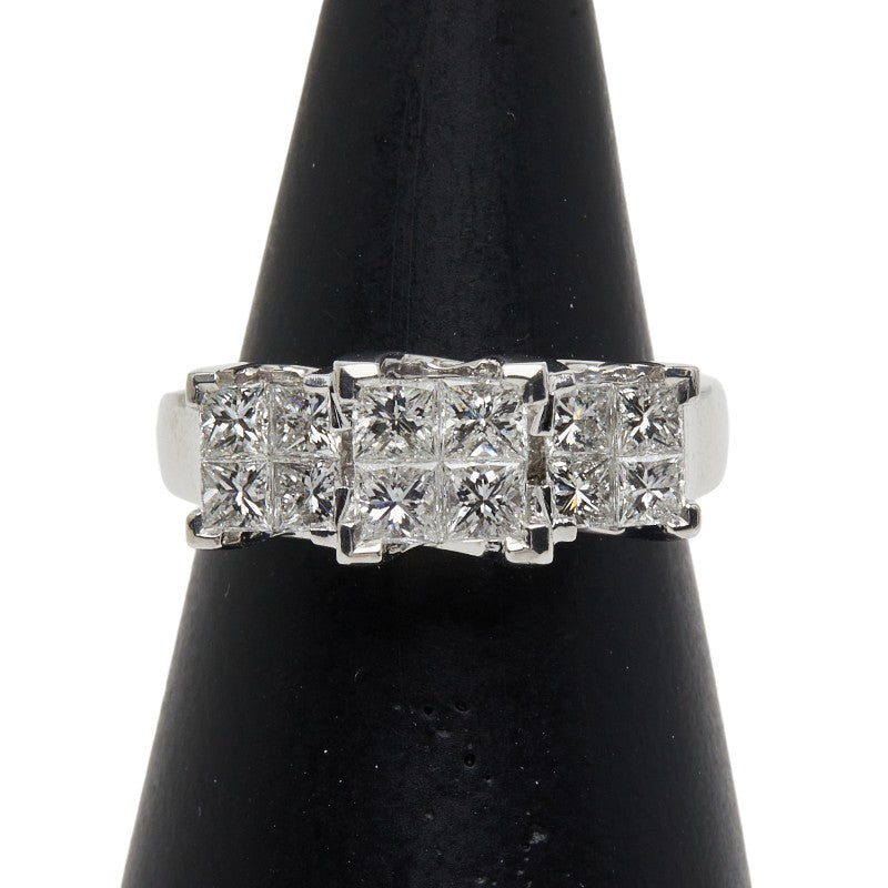 K18WG ホワイトゴールド ダイヤ0.50ct ダイヤ0.73ct リング 指輪 レディース 11号 【中古】