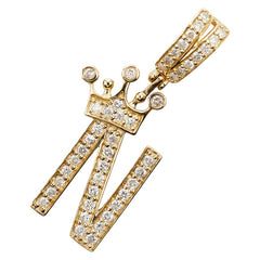K18YG イエローゴールド ダイヤ0.30ct アルファベット Nモチーフ イニシャル ペンダントトップ レディース 【中古】
