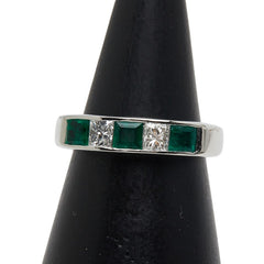Pt900 プラチナ エメラルド0.58ct ダイヤ0.41ct リング 指輪 レディース 8号 【中古】