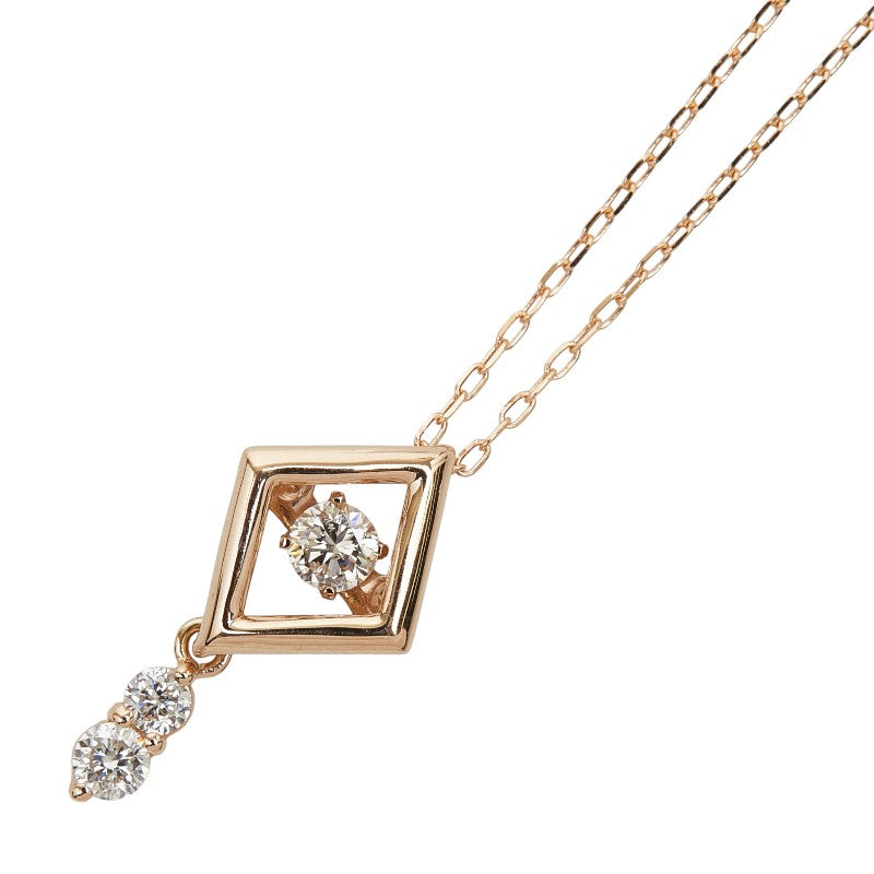 K18PG ピンクゴールド ダイヤ0.15ct ネックレス レディース 【中古】