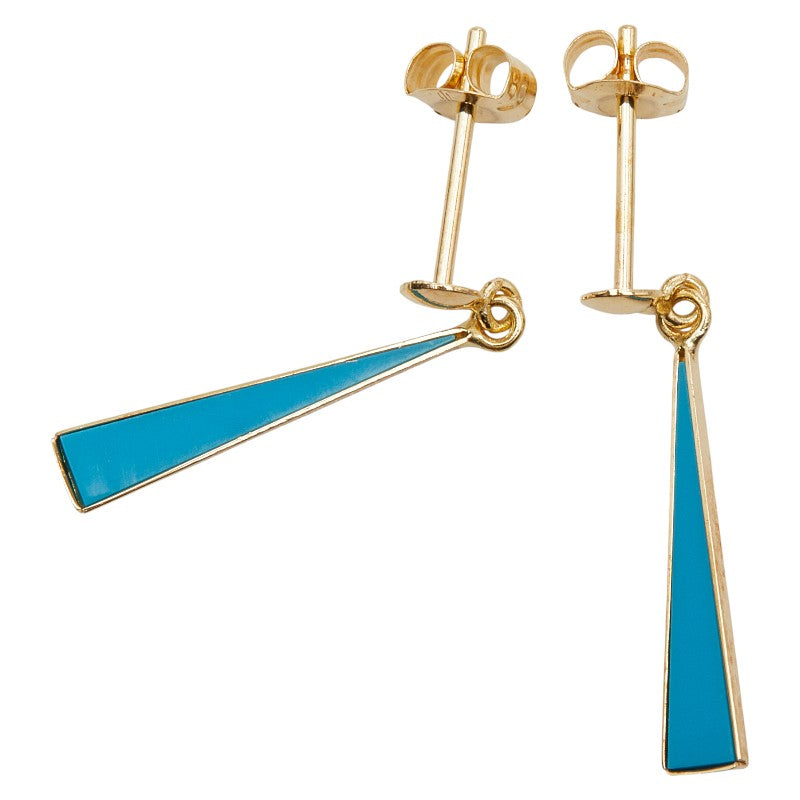 K18YG イエローゴールド トルコ石 ピアス レディース 【中古】