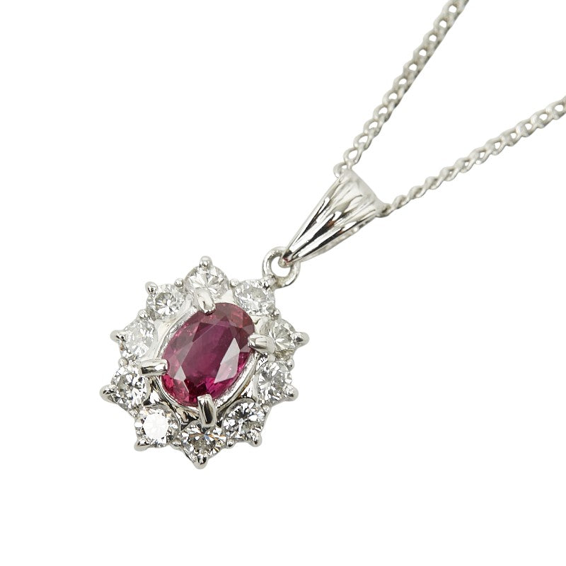 Pt900 プラチナ Pt850 プラチナ ルビー0.53ct ダイヤ0.50ct ネックレス レディース 【中古】