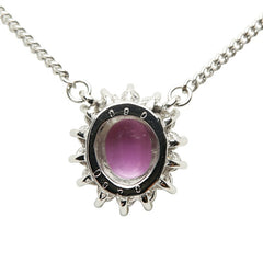 Pt850 プラチナ ピンクサファイア0.90ct ダイヤ0.28ct ネックレス レディース 【中古】