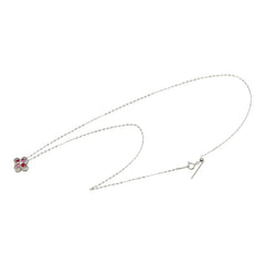 Pt950 プラチナ Pt900 プラチナ ダイヤ0.03ct ルビー0.20ct サファイア0.18ct クローバーモチーフ ネックレス レディース 【中古】