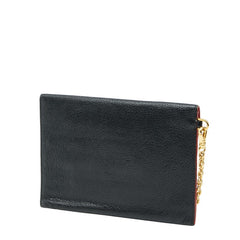 ミュウミュウ チェーンストラップ カードケース パスケース 5MF001 ブラック レッド レザー レディース MIUMIU 【中古】