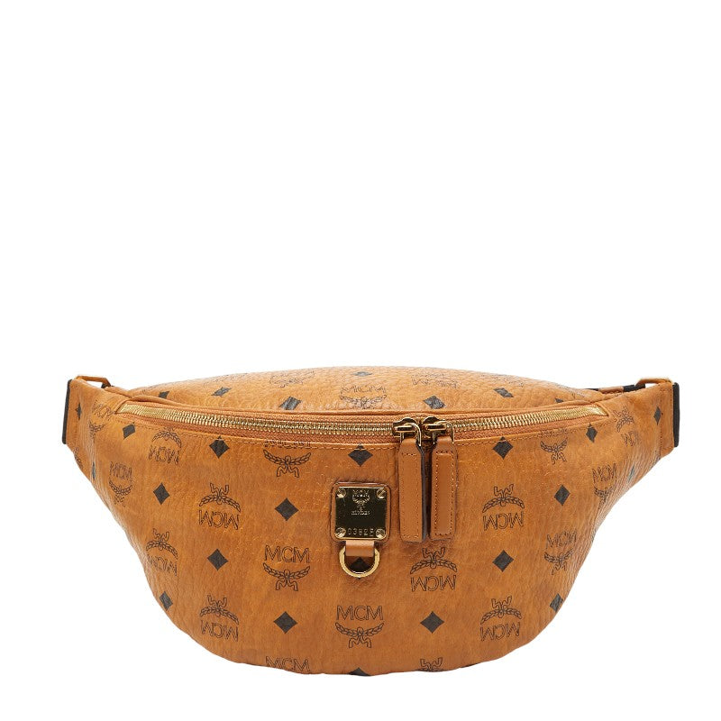 エム シー エム ヴィセトス モノグラム ボディバッグ ウエストバッグ ブラウン ブラック レザー レディース MCM 【中古】