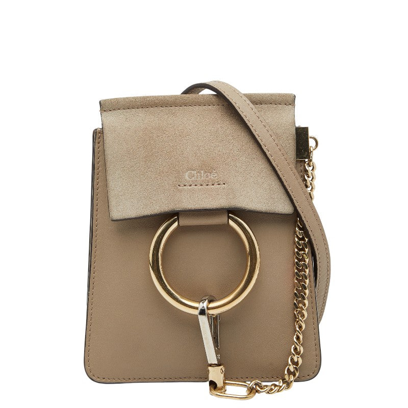 クロエ フェイ スモール 斜め掛け ショルダーバッグ グレージュ レザー スウェード レディース Chloe 【中古】