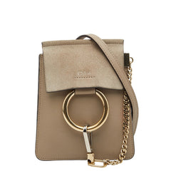 クロエ フェイ スモール 斜め掛け ショルダーバッグ グレージュ レザー スウェード レディース Chloe 【中古】