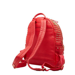 エム シー エム スタッズ リュック バックパック レッド レザー ビジュー レディース MCM 【中古】