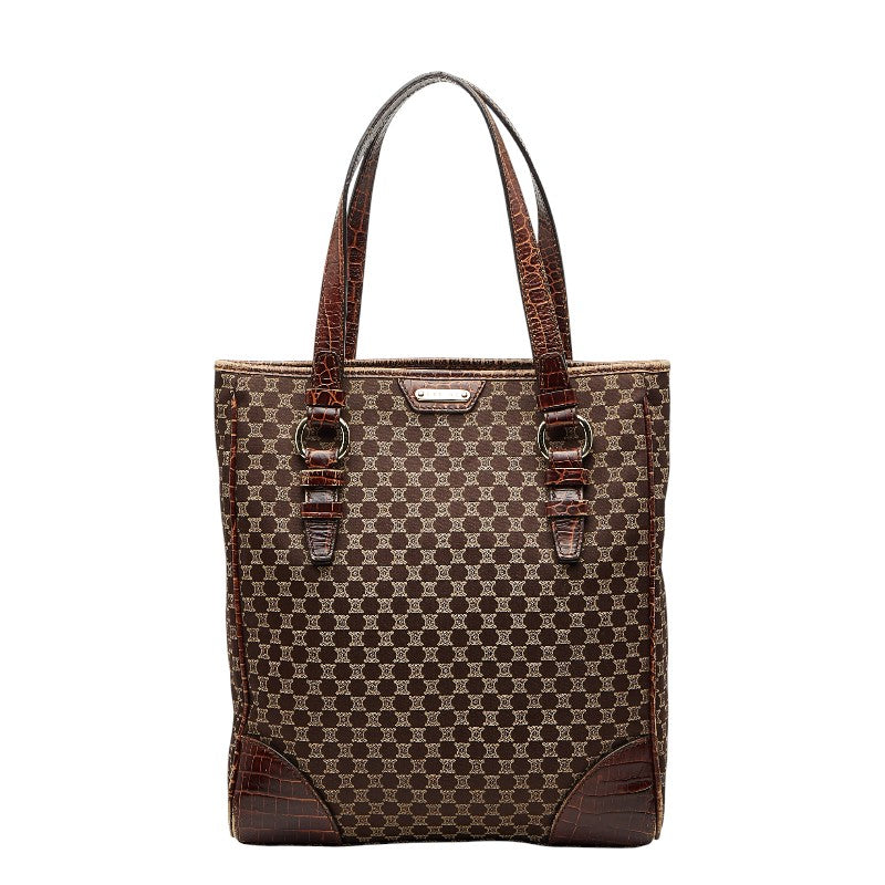 セリーヌ マカダム ハンドバッグ トートバッグ ブラウン キャンバス レザー レディース CELINE 【中古】