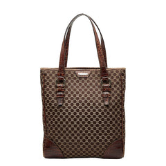 セリーヌ マカダム ハンドバッグ トートバッグ ブラウン キャンバス レザー レディース CELINE 【中古】