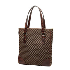 セリーヌ マカダム ハンドバッグ トートバッグ ブラウン キャンバス レザー レディース CELINE 【中古】