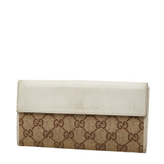 グッチ GGキャンバス ハート 長財布 203550 ベージュ ホワイト キャンバス レザー レディース GUCCI 【中古】