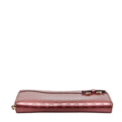 グッチ マイクログッチシマ リボン ハート ラウンドファスナー 長財布 307997 ピンク エナメル レディース GUCCI 【中古】