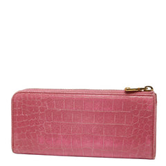 ミュウミュウ クロコ型押し 長財布 ピンク レザー レディース MIUMIU 【中古】