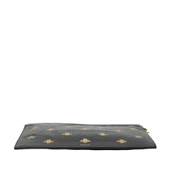 グッチ ビースター クラッチバッグ セカンドバッグ 495066 ブラック ゴールド レザー レディース GUCCI 【中古】