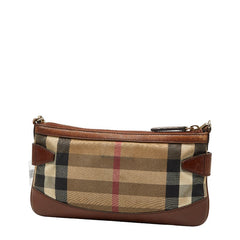 バーバリー ノバチェック ショルダーバッグ ブラウン ベージュ キャンバス レザー レディース BURBERRY 【中古】